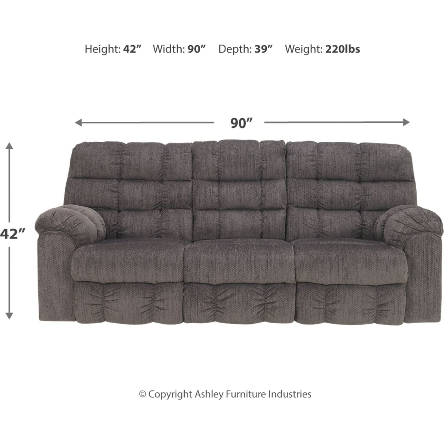 Acieona Dual Reclining Sofa w/Drop Table - Slate