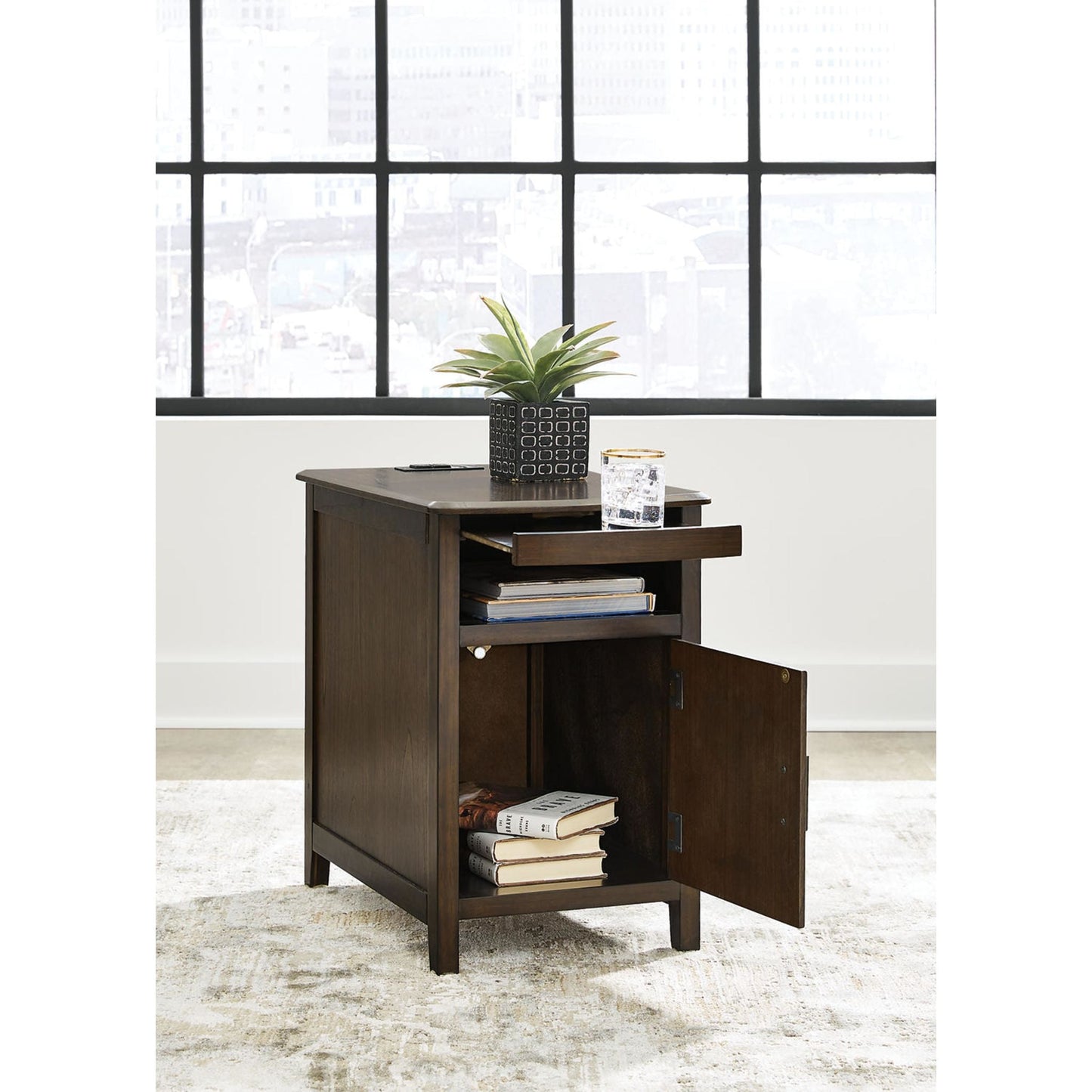 Devonsted Chair Side End Table - Dark Brown