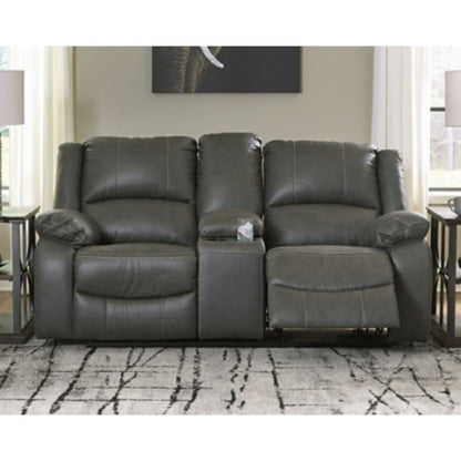 Calderwell Reclining Loveseat with Console - Gray