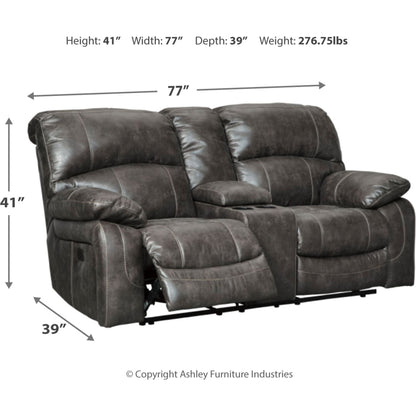 Dunwell Power Reclining Loveseat with Console - Steel