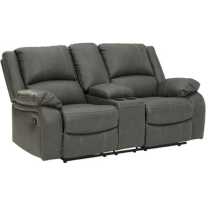 Calderwell Reclining Loveseat with Console - Gray