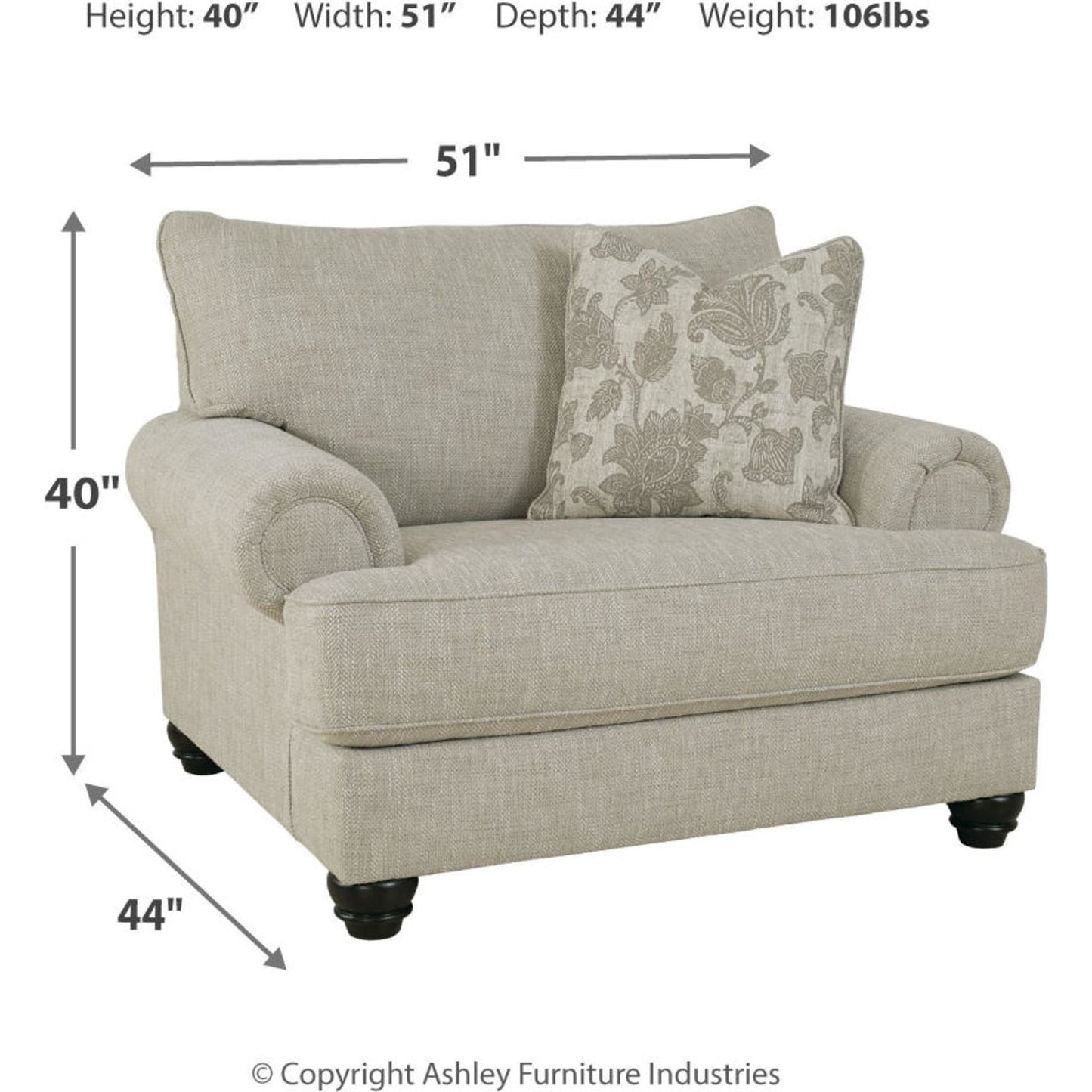 Asanti Chair and a Half - Fog