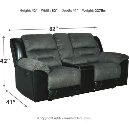 Earhart Reclining Loveseat with Console - Slate
