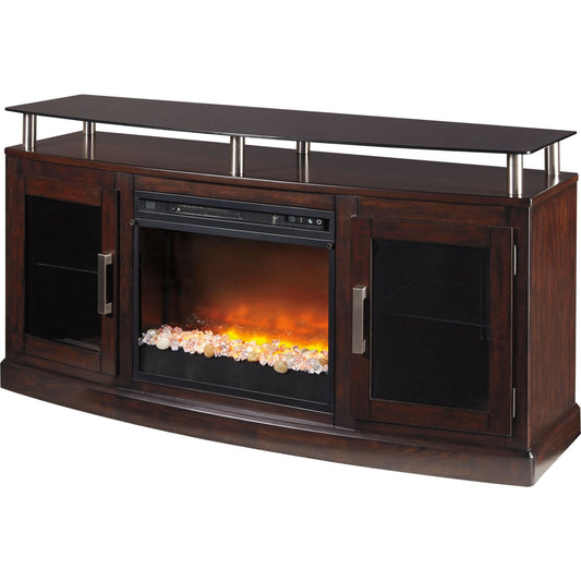 Chanceen TV Stand with Fireplace - Dark Brown