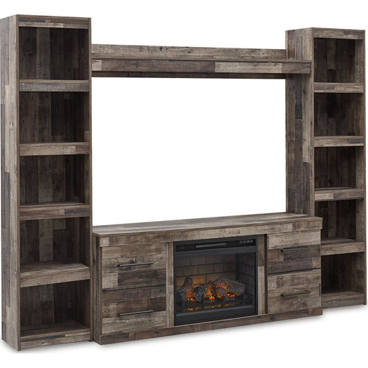 Derekson Entertainment Unit with Fireplace - Multi Gray