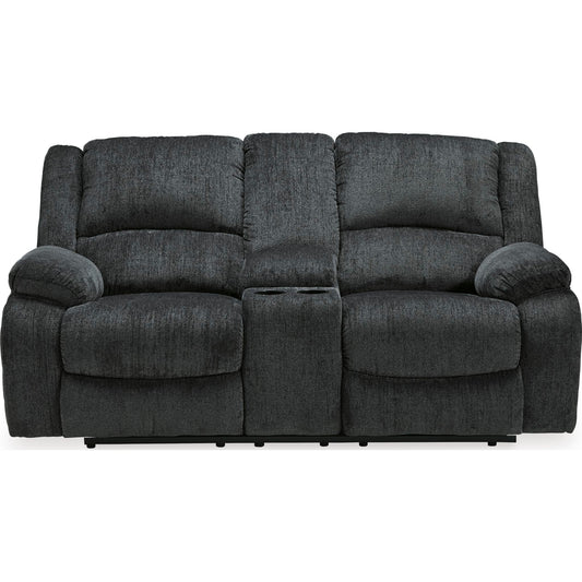 Draycoll Power Reclining Loveseat with Console - Slate
