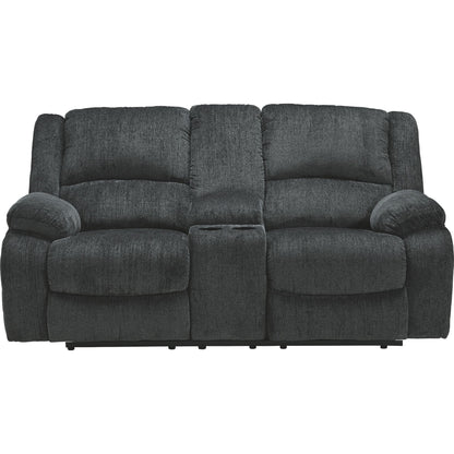 Draycoll Reclining Loveseat with Console - Slate