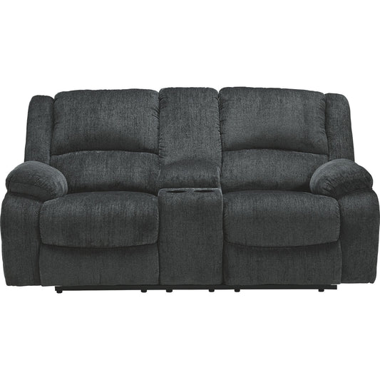 Draycoll Reclining Loveseat with Console - Slate