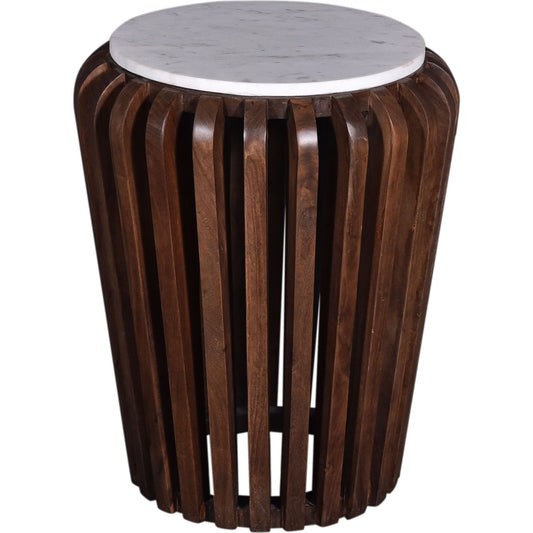 Alisha End Table - White Marble/Brown