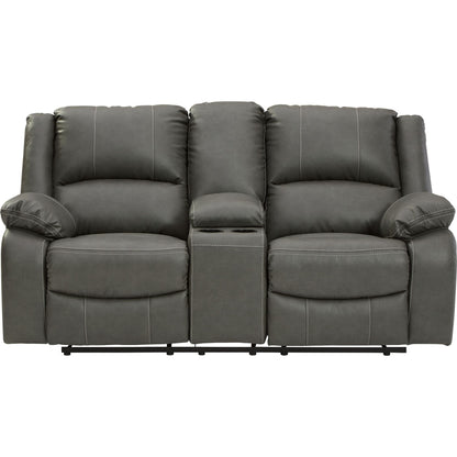 Calderwell Reclining Loveseat with Console - Gray