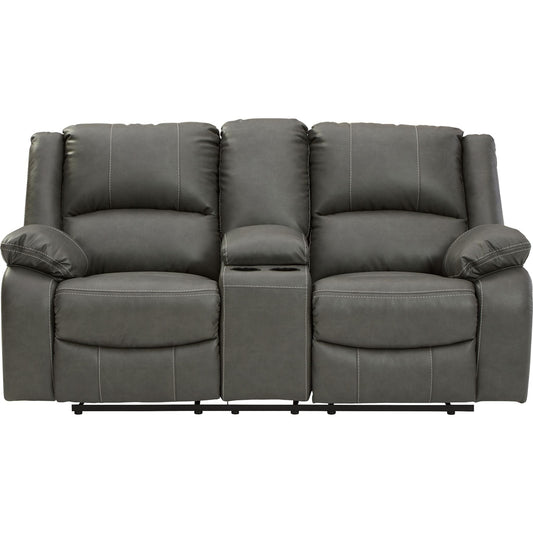 Calderwell Reclining Loveseat with Console - Gray