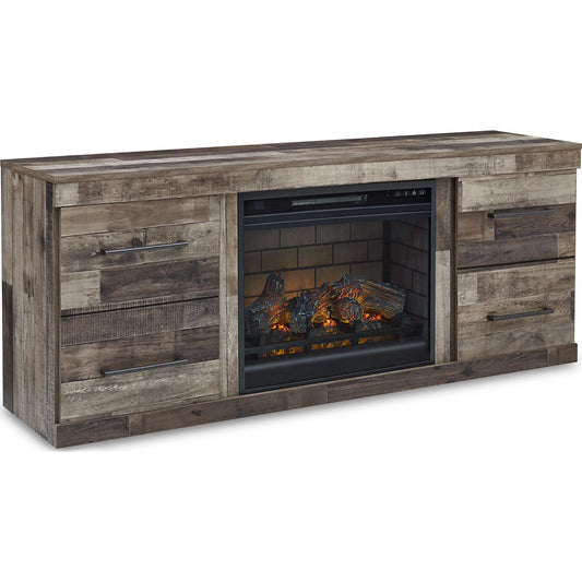 Derekson TV Stand with Fireplace - Multi Gray