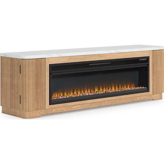Camdill TV Stand with Fireplace - Light Brown