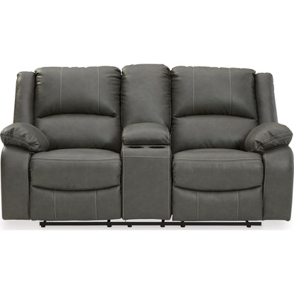 Calderwell Power Reclining Loveseat with Console - Gray