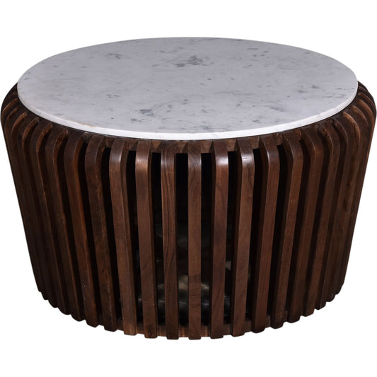 Alisha Coffee Table - White Marble/Brown