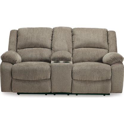 Draycoll Power Reclining Loveseat with Console - Pewter