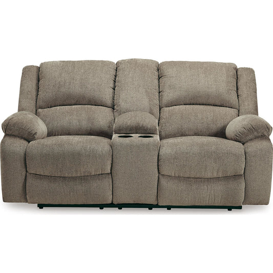 Draycoll Power Reclining Loveseat with Console - Pewter