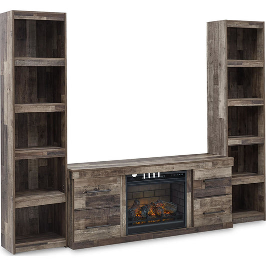 Derekson Entertainment Unit with Fireplace - Multi Gray