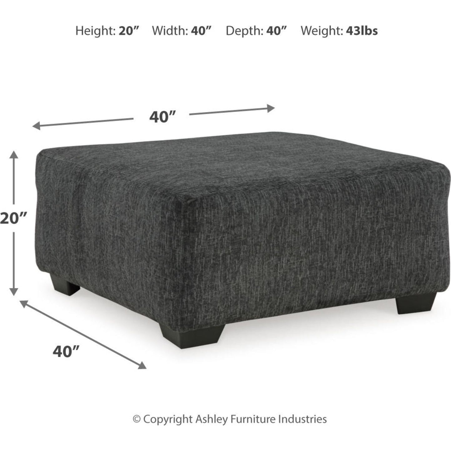 Biddeford Oversized Accent Ottoman - Ebony