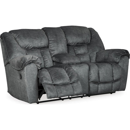 Capehorn Reclining Loveseat with Console - Granite