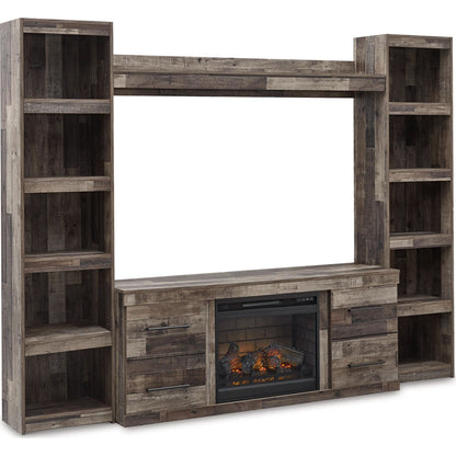 Derekson Entertainment Unit with Fireplace - Multi Gray
