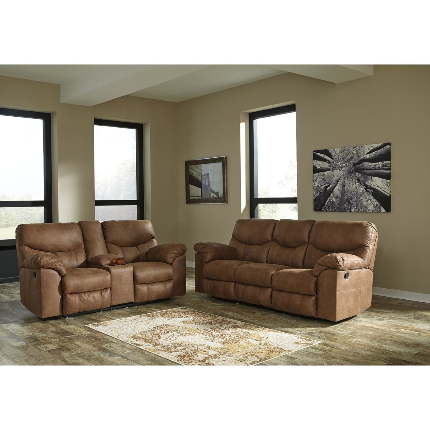 Boxberg Reclining Loveseat with Console - Bark
