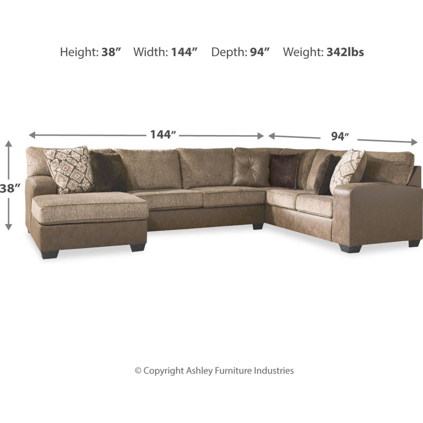 Abalone 3 Piece Sectional with Chaise