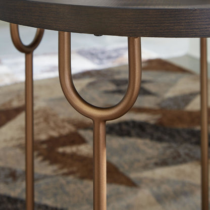 Brazburn End Table - Dark Brown/Gold Finish