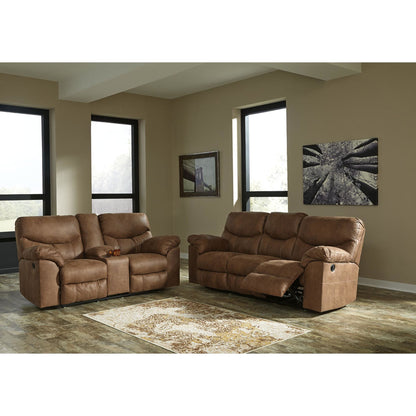 Boxberg Reclining Loveseat with Console - Bark