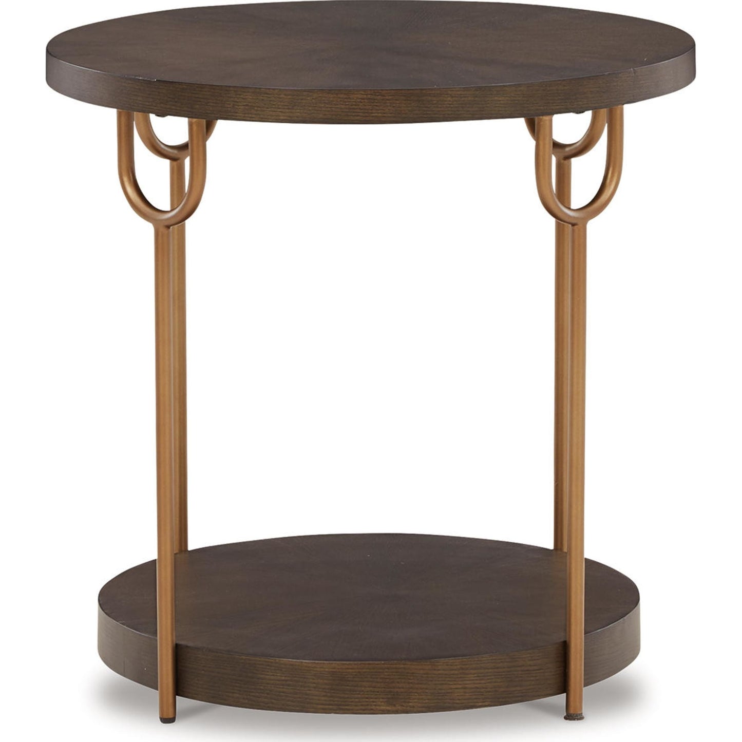 Brazburn End Table - Dark Brown/Gold Finish