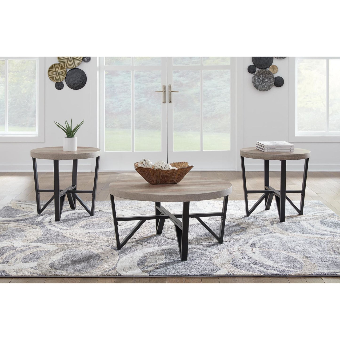 Deanlee 3 Pack Tables - Grayish Brown/Black