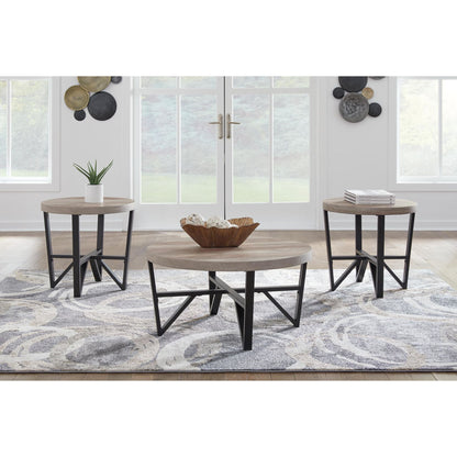 Deanlee 3 Pack Tables - Grayish Brown/Black
