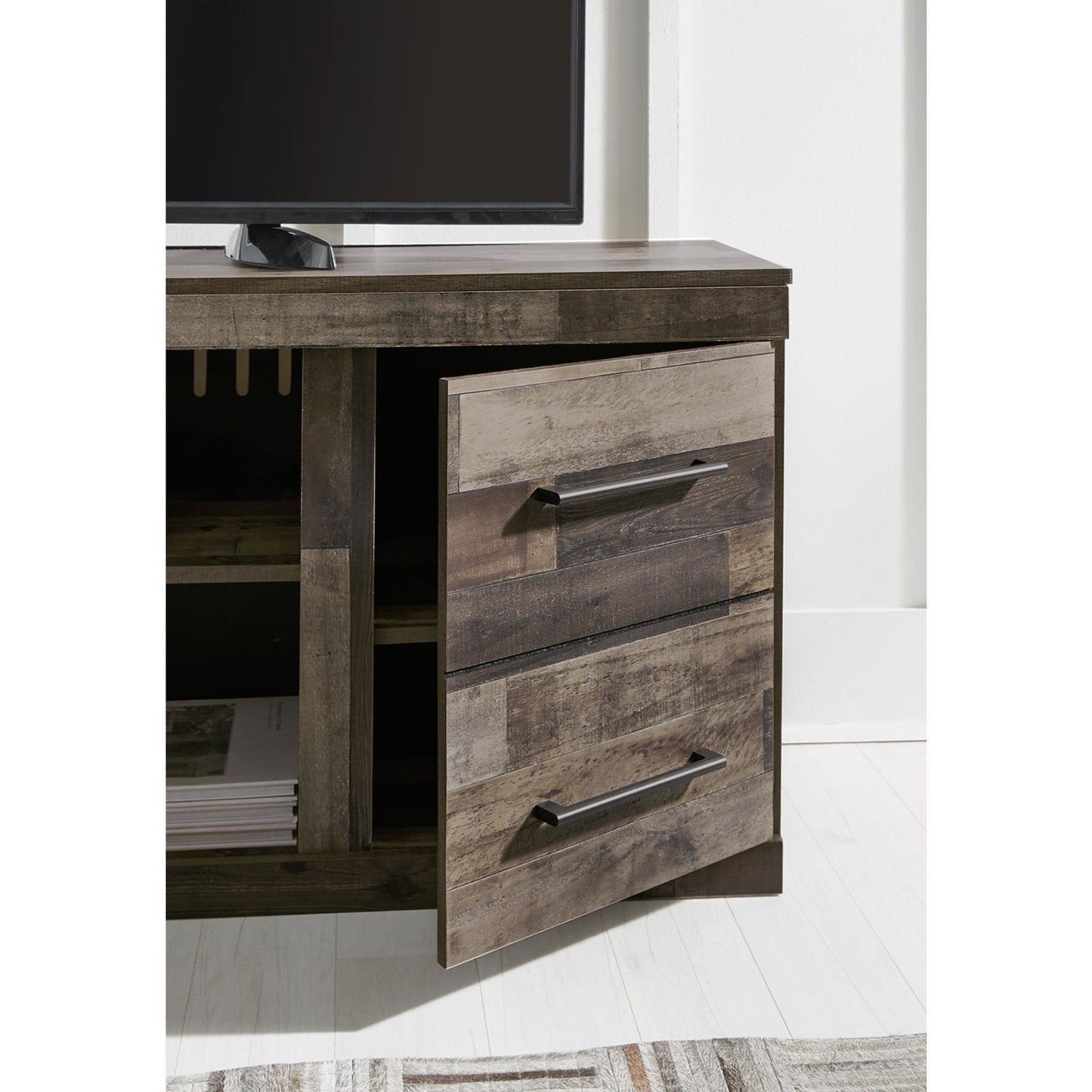 Derekson TV Stand with Fireplace - Multi Gray