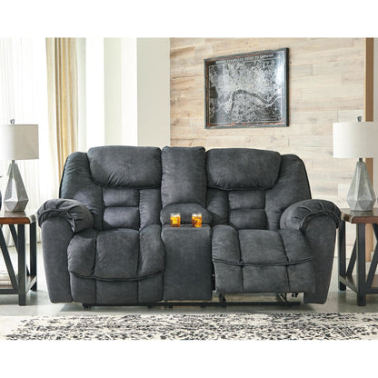 Capehorn Reclining Loveseat with Console - Granite