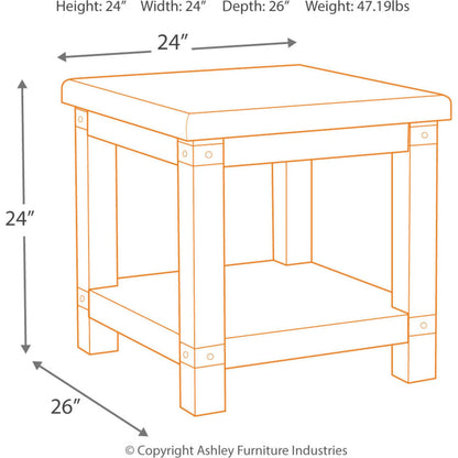 Carynhurst End Table - White Wash Gray