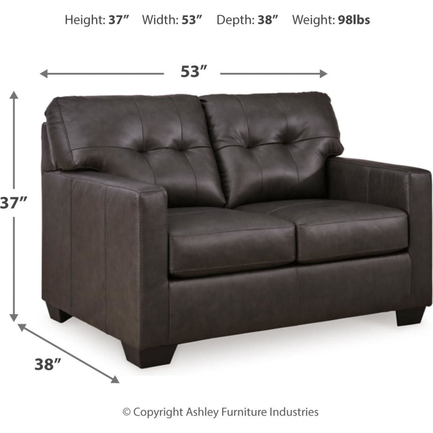 Belziani Loveseat - Storm