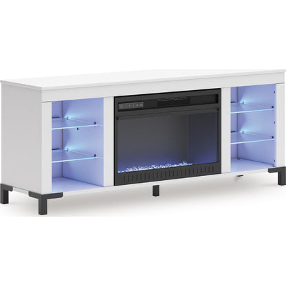 Brollevi TV Stand with Fireplace - White