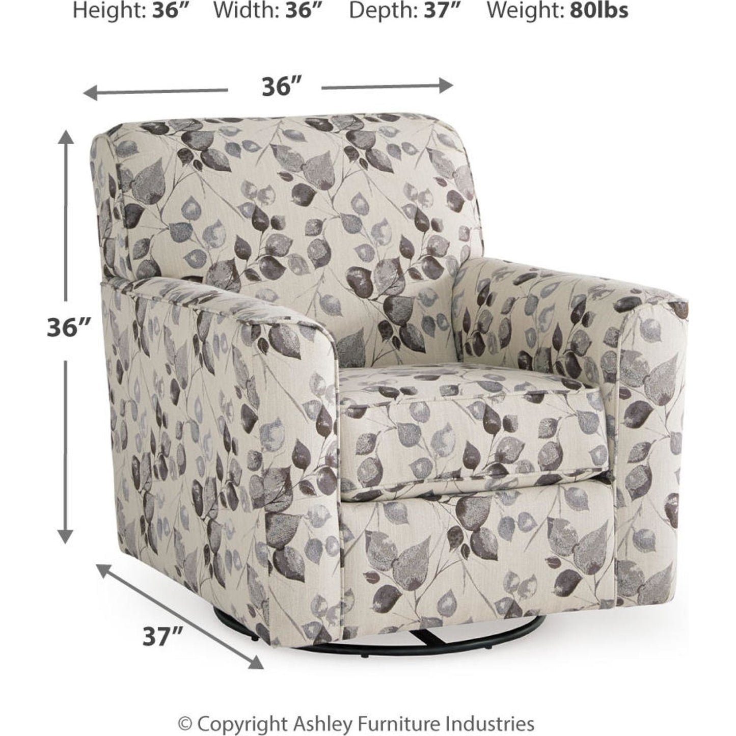 Abney Swivel Chair - Platinum