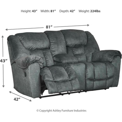 Capehorn Reclining Loveseat with Console - Granite