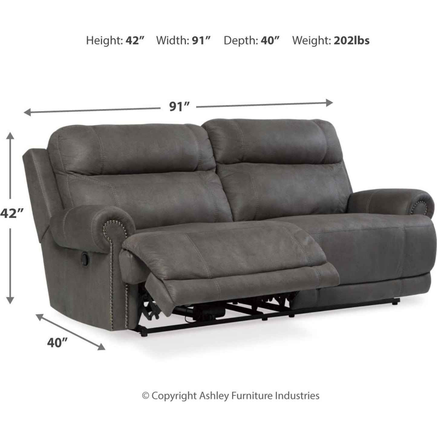 Austere Reclining Sofa - Gray