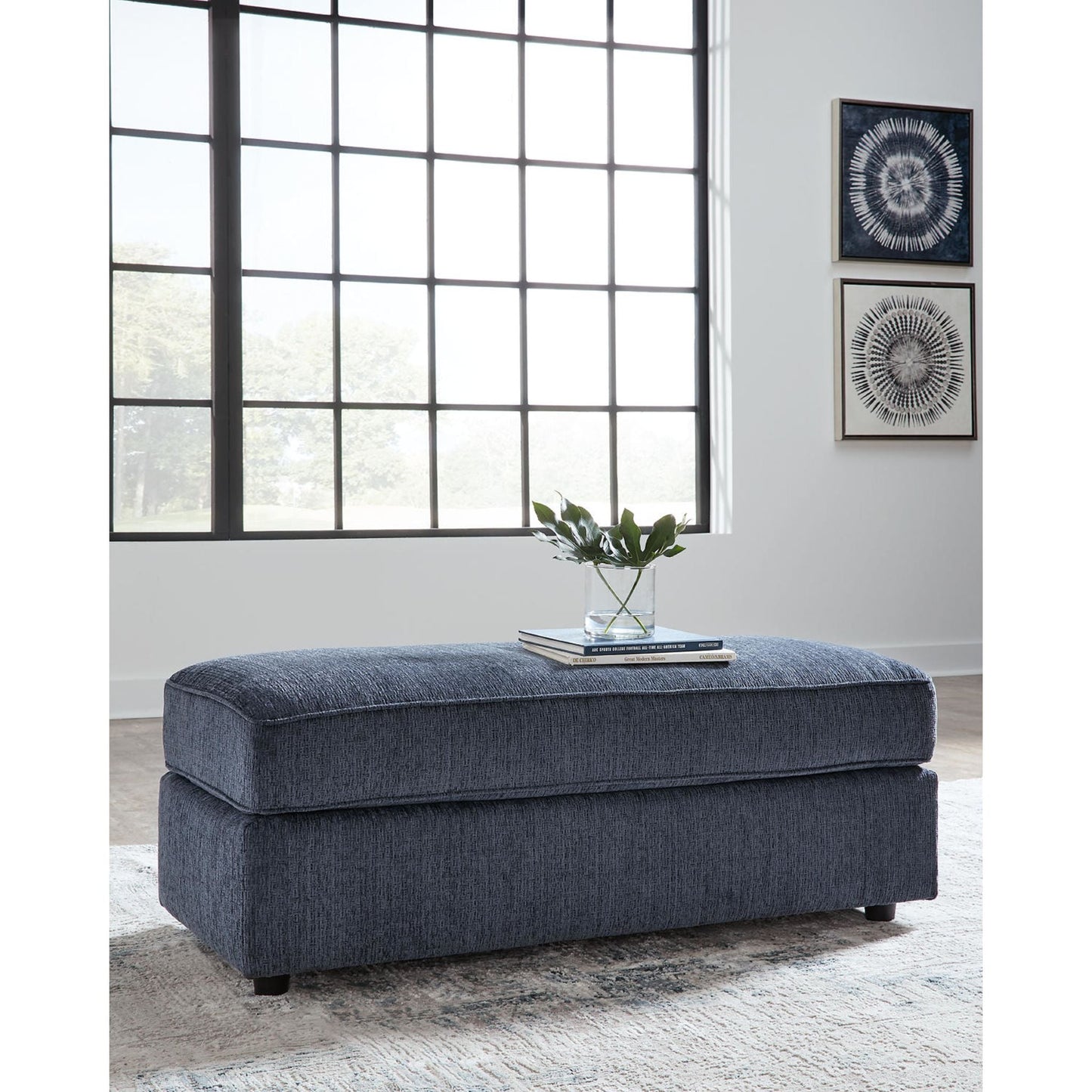 Albar Place Oversized Accent Ottoman - Cobalt