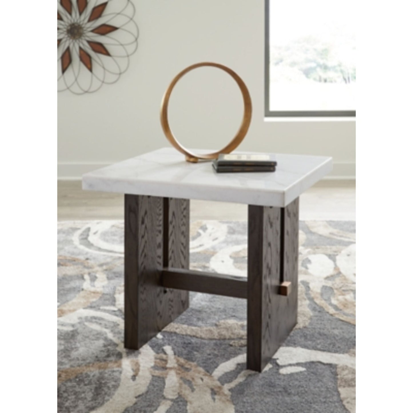 Burkhaus End Table - White/Dark Brown