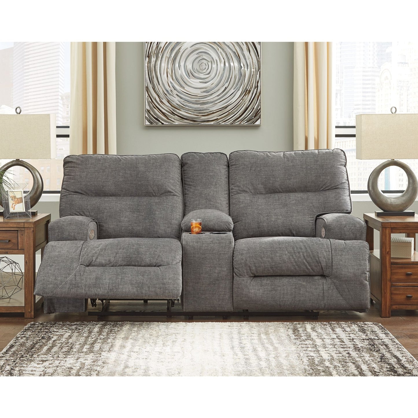 Coombs Power Reclining Loveseat with Console - Charcoal