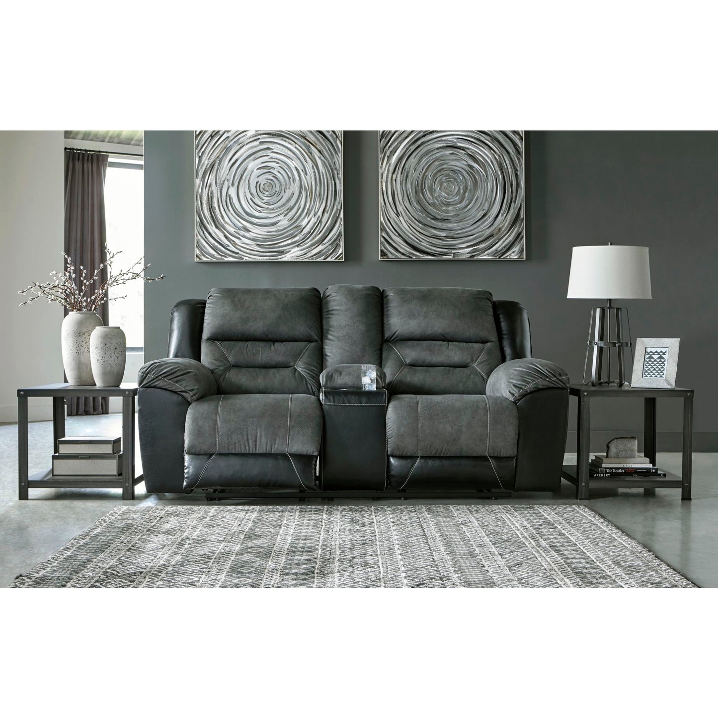 Earhart Reclining Loveseat with Console - Slate
