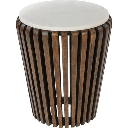 Alisha End Table - White Marble/Brown