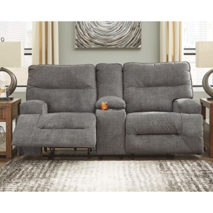 Coombs Reclining Loveseat with Console - Charcoal