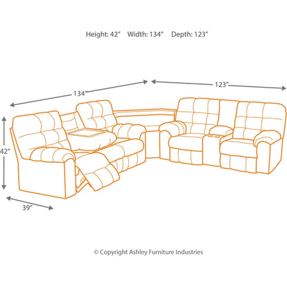 Acieona Dual Reclining Sofa w/Drop Table - Slate