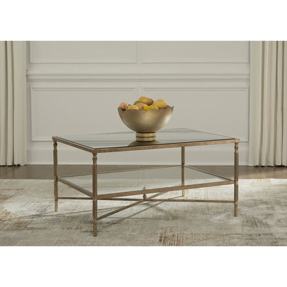 Cloverty Coffee Table - Aged Gold Finish