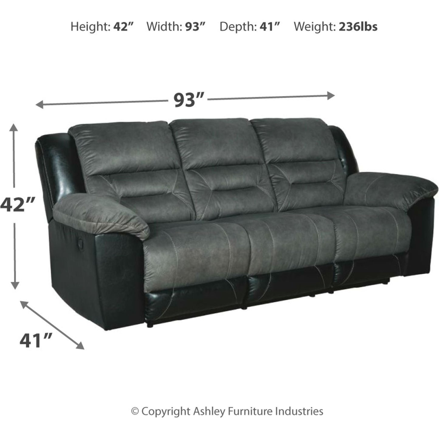 Earhart Reclining Sofa - Slate