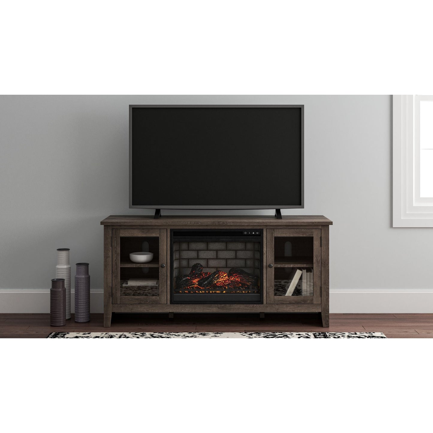 Arlenbry Credenza With Fireplace - Gray